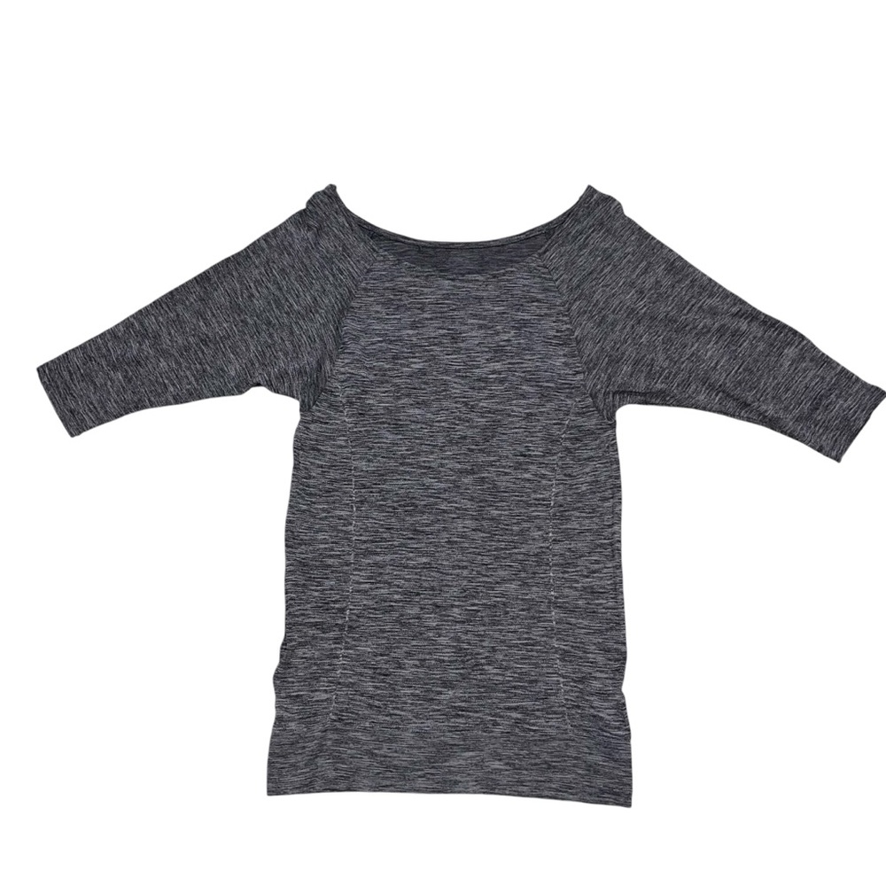 Sweaty Betty Marled Gray 3/4 Sleeve Seamless Top Shirt size Small
